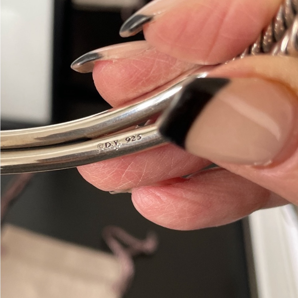 ‼️DAVID YURMAN‼️ Silver Cable Bangle Bracelet - Twisted Rope Design, Small - Picture 6 of 7